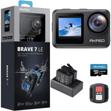 AKASO Brave 7 LE Action Camera - 256GB microSDXC Memory Card - 4K 20MP Touch Screen WiFi Sports Camera with Remote Control