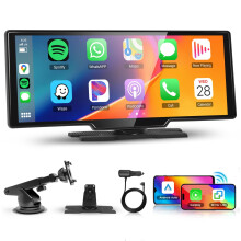 10.26" Portable Car Radio Carplay Screen for Apple Carplay Android Auto Wireless, Hodozzy HD IPS Touch Screen Car Stereo with OTA SuperLink Mirror Li