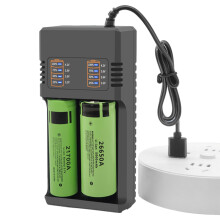 18650 Battery Charger - Universal Fast USB Charger for 3.7V Li-ion & 1.2V Batteries (18650, 21700, 26650, 14500, 16340, 18350) - Dual Slot Smart Char