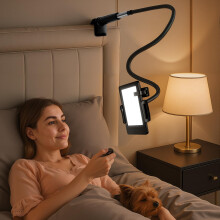 USOR Gooseneck Tablet Holder with Remote Page Turner for Kindle, Adjustable Lazy Arm Stand for Kindle Reading in Bed, Gifts for Reading Enthusiast