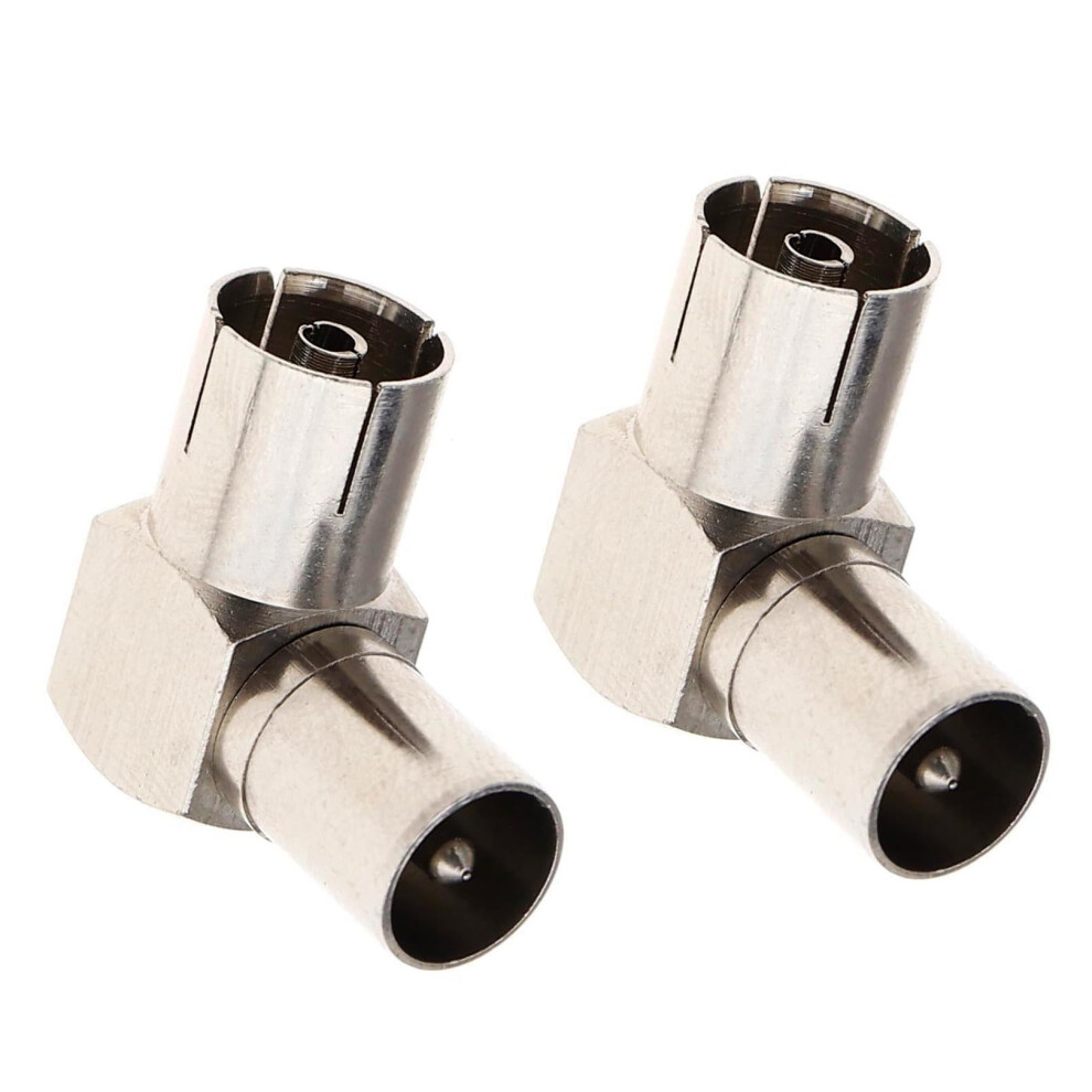 Hlmyer 2 Pcs Right Angle Aerial Connector, Rf Coaxial Tv Aerial Female To Male 90 Degree Connector 73476658