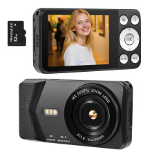4K UHD Digital Camera, 64MP Autofocus Vlogging Camera 18X Zoom, Compact Digital Point and Shoot Camera with Anti-Shake&Built-in Battery, Small Travel