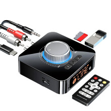 Bluetooth 6.0 Receiver for HiFi, Bluetooth TV Adapter with Volume Control with LED Display Double Connection Receiver 3.5mm Aux for PC/Mac/Tablet/Sma