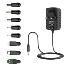 12V 2A DC Power Supply UK Plug AC Adapter with 8 DC Plug Tips, Converter Driver AC 100-240V Supply to DC 12V, AC to DC Converter Adapter Transformer