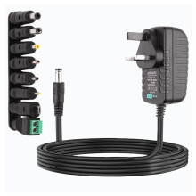 Universal Power Supply Cable Adapter 12V 3A 36W AC to DC 100-240V 50/60Hz 5.5x2.1mm with 8 Replacement Tip Multi Charger for Camera Router LED Strip