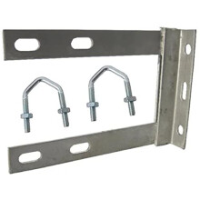 Auline 9" x 6" Galvanized Wall TV Aerial Mast Pole Mounting Bracket with 2 x V Bolts