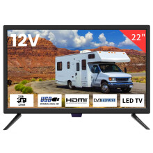 ZOSHING TV 22 inch HD 1080P Screen, Small Television with Freeview Receiver, 12 volt TV Built Digital T2 Tuner,USB, HDMI/RCA/VGA inputs,Suitable for