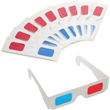 LRMYS 3D Paper Glasses for Movies, Red and Cyan Lens in White Frame Anaglyph Cardboard - Folded in Protective Sleeve, for Home Theater 3D DVDs Video