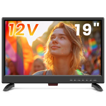 19 inch LED TV,Small tv with Digital T2 Tuner Freeview Receive,HDMI USB and RCA VGA inputs,12V car cable/AC for Campervan,bedroom(UK/EU)