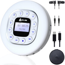 KLIM Journey - Portable CD Player with Long-Lasting Battery - New - w/Headphones - Radio FM - Compatible MP3 CD Player - SD Card, FM Transmitter, Blu