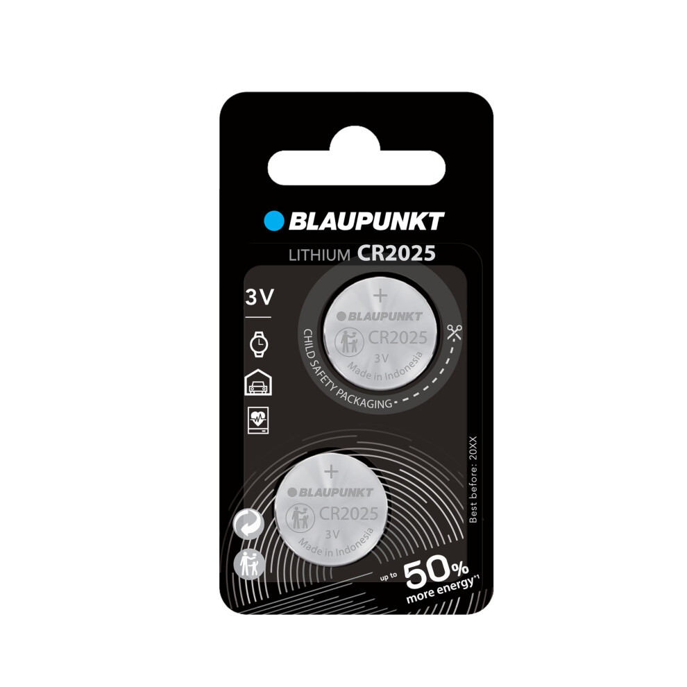 Blaupunkt Cr2025 Coin Lithium Batteries, 3V, Pack Of 2, Best For Car Keys, Watches And Heart Rate Monitors Gold 43481101