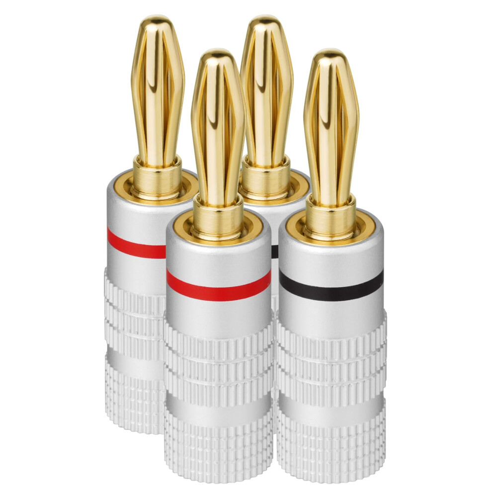 Aolso Banana Cable Plugs, 4Pcs 24K Plated 4.5Mm Speaker Banana Plugs, Audio Jack Connector Speaker Cable Connector For Amplifier, Hifi, Receiver Gold 5002614545392
