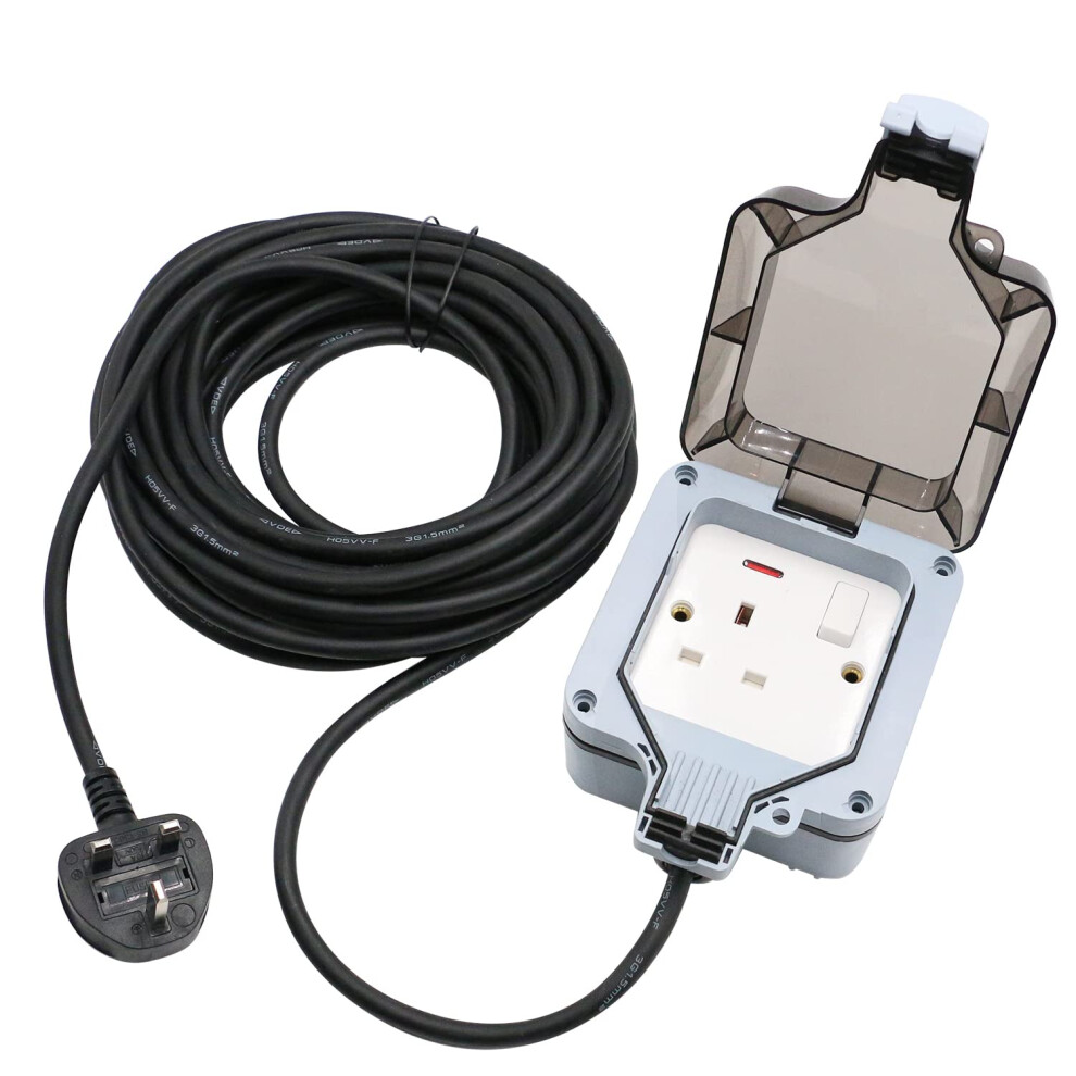Long Outdoor Extension Lead 15M Waterproof Extension Cord Ip66 Garden 1 Way Gang Weatherproof Single Switched Socket Outside Use 40530154