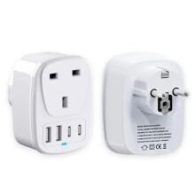UK - EU TRAVEL ADAPTER for Asia Turkey Spain Italy Dubai Thailand France Morocco