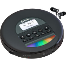 KLIM Nomad Portable CD Player Discman with Long-Lasting Battery - with Headphones - Radio FM - Compatible MP3 CD Player Portable - TF Card Radio FM B