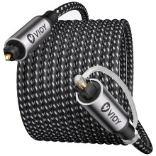 VIOY Optical Audio Cable 3M, Long Digital Fiber Optic Audio Cable, Braided S/PDIF Adat Optical Cord for Soundbar, TV, Amplifier, Home Cinema, Stereo