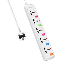 Mscien 5 Way Travel Extension Lead, 5 Independent Switches, UK Plug Universal Power Strip Overload Protection Mountable with 1.8 Meter Extension Cord