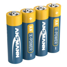 ANSMANN AA Batteries [Pack of 4] Long Lasting Alkaline Disposable AA Type 1.5V X-POWER Battery For Flashlights, Alarm Clocks, Wall clocks, Toys, Came