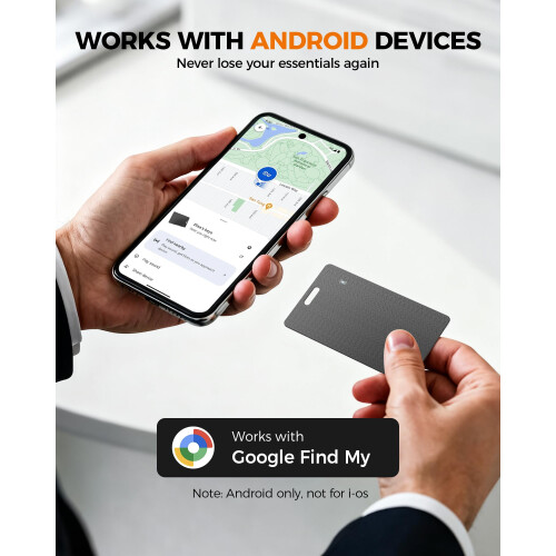 1PCS Wallet Tracker Card for Android, Wireless Rechargeable Android Tracker Tag, IP68 Waterproof Suitcase Tracker, G-oogle Certified Wallet Finder fo 1