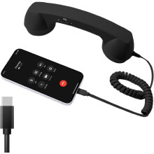 Retro Phone Handset,2026 New Retro Style Type-C Phone Handset,Vintage Wired Plug in Handheld Cell Phone Receiver with Microphone,Suitable for Cell Mo