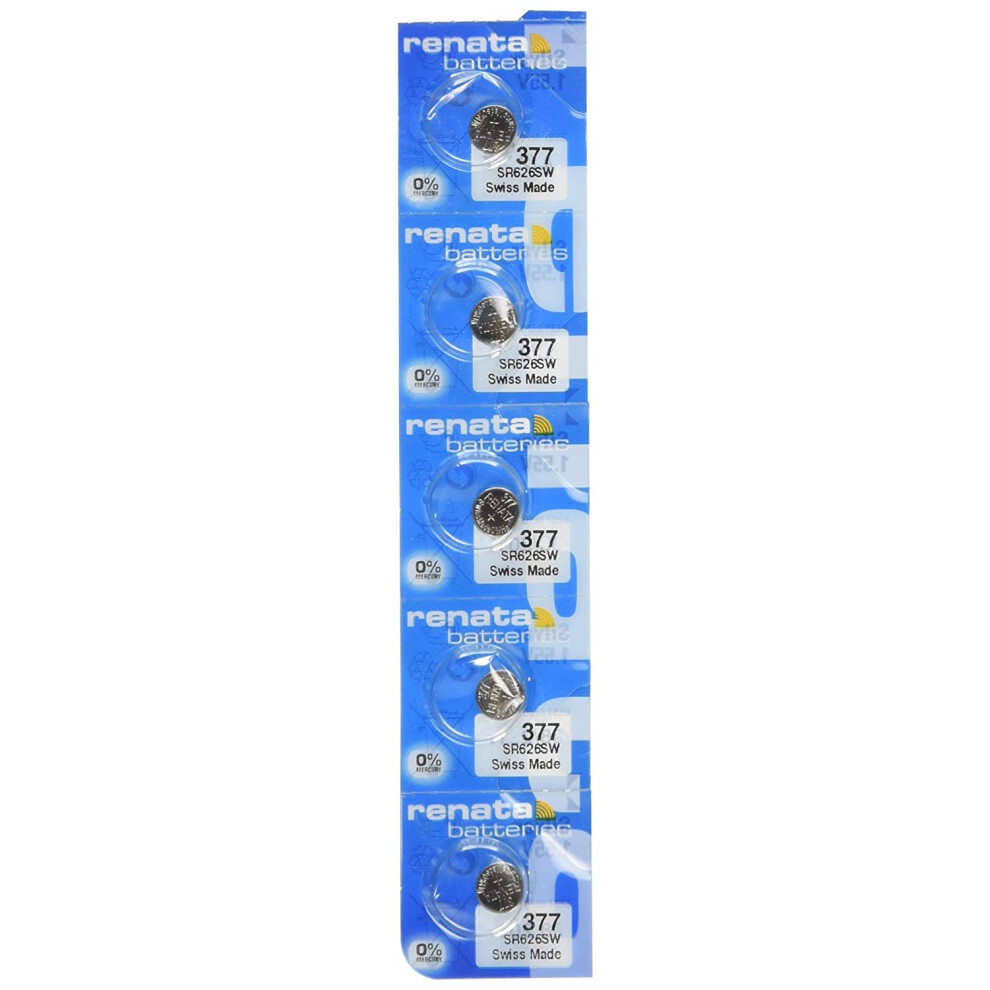 Renata 377 Sr626sw Sr626 Ag4 Lr626 Oxide Mercury Free Electronic Batteries X 5 Silver 5009487675133