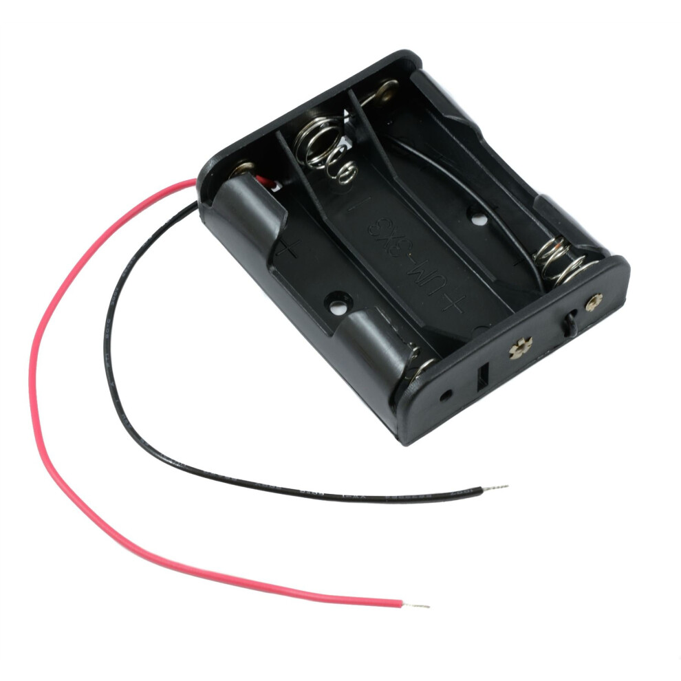 Aa X 3 Open Battery Holder Box 150Mm Wires Leads 14793479