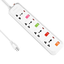 MS ASDF26 UK to USA Travel Extension Lead 4 Way Power Strip Universal Socket Plug With 1.8M Power Cord-White