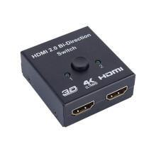 Pipestation 4K HDMI Switch - 2 In 1 Out, Switch Between Laptops, TVs & More