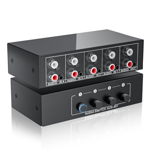 4-Way RCA L/R & 3.5mm Stereo Audio Switcher Bi-Directional Switch Selector