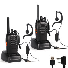 JUMJIAT PMR446 Walkie Talkie Long Range for Adults with Earpieces, 16 Channel Handheld 2 Way Radio Rechargeable with Flashlight Li-ion Battery and US