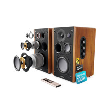 5.3 Bluetooth Bookshelf Speakers | Hifi Bluetooth Stereo | 100W Studio Monitors | Xtra Bass & 3 Drivers Hifi Speakers | Multi-Connection Options, Rem