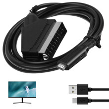 Molygar Scart to HDMI Adapter – Full HD 1080P Converter with USB Power Cable for TV, Projector, Monitor, and More