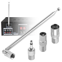 DAB FM Radio Aerial Antenna 75 Ohm Telescopic Indoor Unbal FM Aerial Metal Replacements 75cm 5-Sections F-Type 3.5mm Male Suitable for Table Top TV R