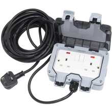 Outdoor Extension Lead 15M 2 Way Waterproof IP66 Garden Long Extension Cord Weatherproof Double Switched Outside Use