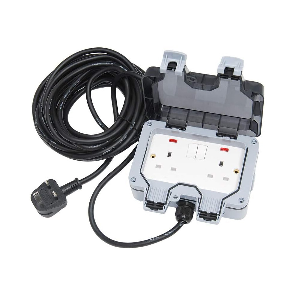 Outdoor Extension Lead 15M 2 Way Waterproof Ip66 Garden Long Extension Cord Weatherproof Double Switched Outside Use 11443810