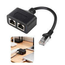 Ethernet Splitter 1 to 2 RJ45 LAN Network Splitter Adapter 1 Male to 2 Female Internet Connector High-Speed Network Extender for Ethernet for Cat5, C