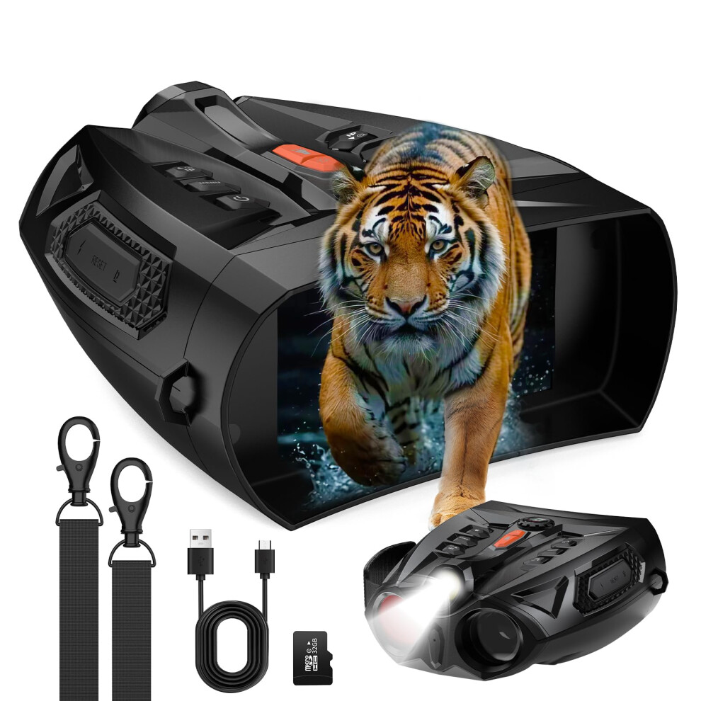 Night Vision Goggles, 4K Night Vision Binoculars, 4" Hd Screen, 10X Zoom, 800M Range, 5000Mah Battery, 32Gb Memory Card, Night Vision Scope For Hunti 80266570