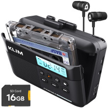 KLIM K7 Cassette Tape Player with F1 Earphones - Cassette to MP3 Converter - Portable - Tape Recorder with Built-in Microphone & Speaker - Rechargeab
