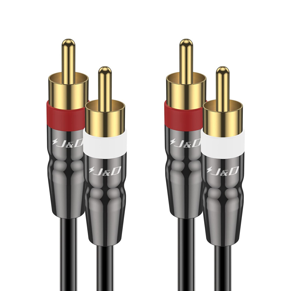 J&D Rca Stereo Cable, 2Rca Male To Male Stereo Auxiliary Audio Cord Subwoofer Cable 0.9 M, 24K Plated Copper Shell For Home Theater, Audio, Hdtv Gold 5009394570064