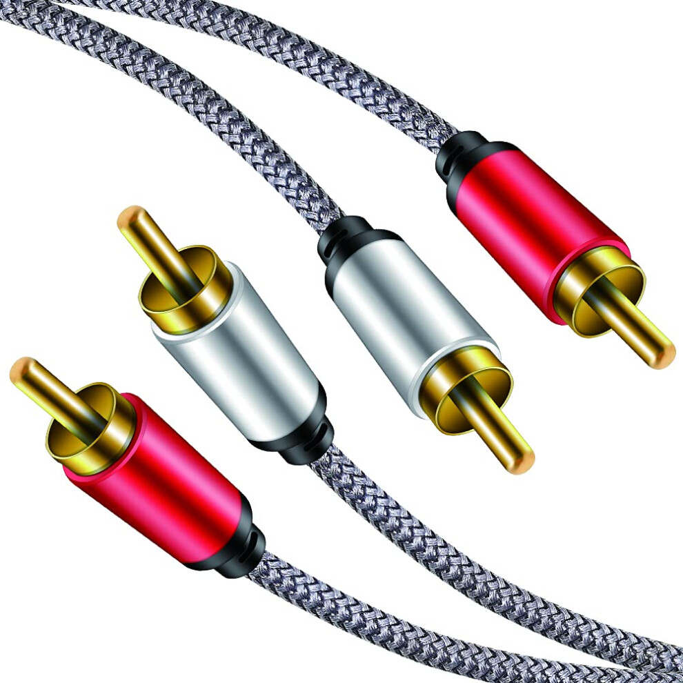2 Rca Audio Cable 2M,Jâ¢Long 2Rca Male To 2Rca Male Audio Stereo Subwoofer Cable Nylon-Braided Auxiliary Audio Cord For Home Theater, Hdtv, Amplifier 5001968444955