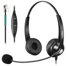 Landline Telephone Headset with Microphone Noise Cancelling, RJ9 Phone Headset Work for Polycom VVX411 Avaya 9508 Mitel 5312 ShoreTel BT Converse 230