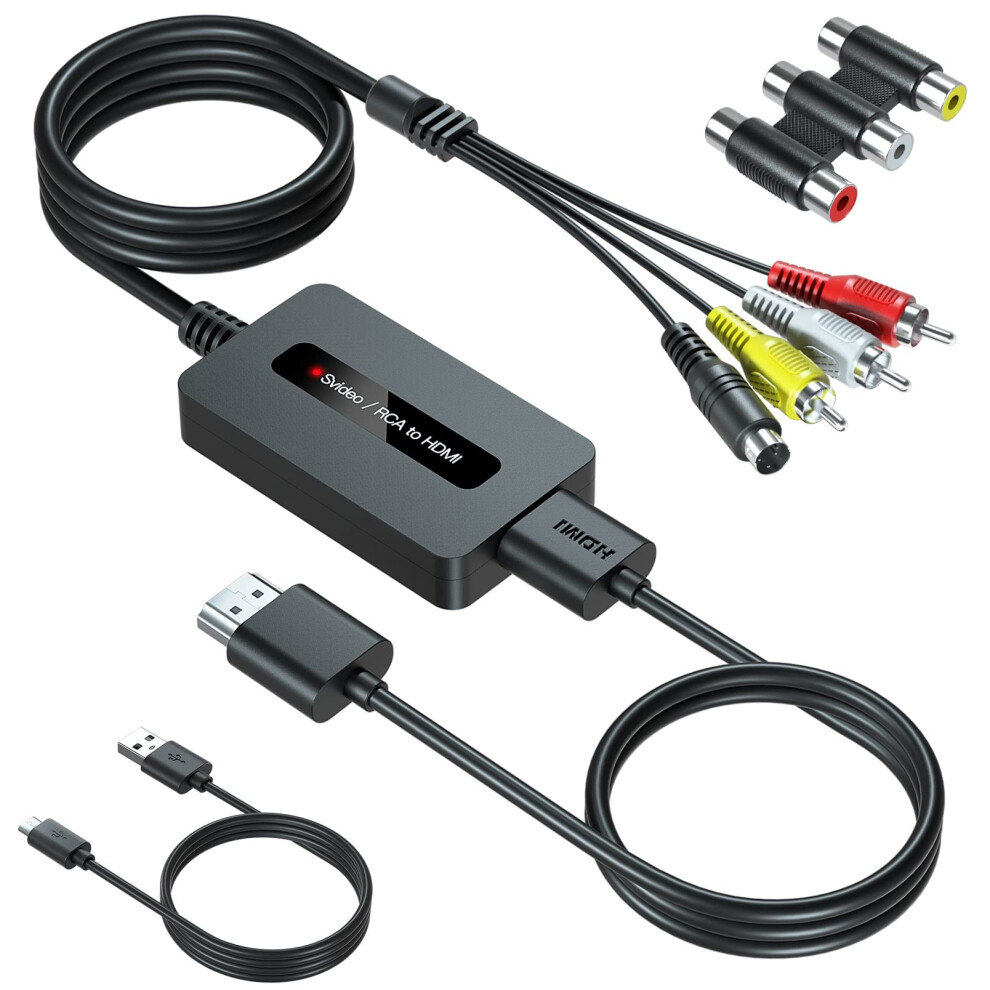 Sunnatch Rca Svideo To Hdmi Converter, Av Composite Rca S-Video To Hdmi Adapter Upscale Converter For Older Devices To Display On Hdtv 69595370