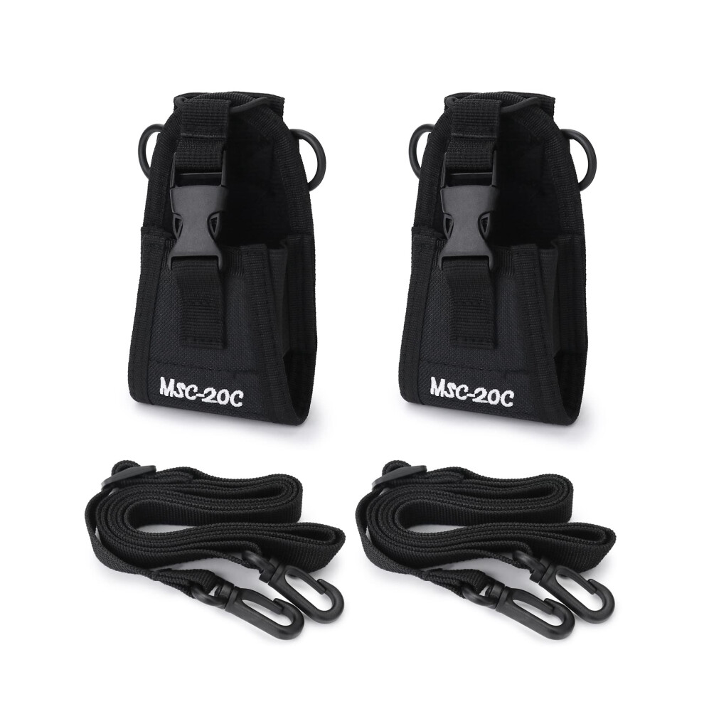 Qwork 2 Pcs Radio Pouch, Tactical Walkie Talkie Pouch Case Intercom Bag For Polic Fireman Security Officer (Black) Black 5001202161624
