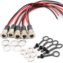 RUNCCI-YUN 5Pack 5.5 x 2.5 MM 10A DC power connector jack socket,12V DC barrel jack panel mount Female Mount Connector Adapter with Waterproof Cover