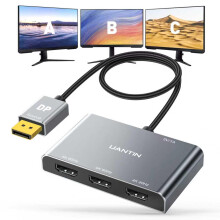 UANTIN DisplayPort to HDMI Splitter for 3 Monitors Extended Display Adapter 4K@60Hz 1 DP in 3 HDMI Out MST Hub for Multiple Monitor Display Port Comp