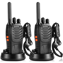 Suoyee BF-88X Professional Walkie Talkie,16 Channels Long Range Two-Way Radio with USB Charger, Earpieces, Ideal for Kids' Play and Adults' Work (Bla