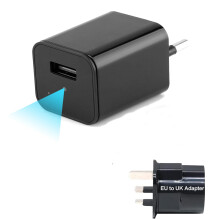KAGMY Security Camera Hidden Camera Charger 1080P Indoor Spy Secret Cameras with EU to UK Adapter Small Nanny Cameras with Motion Detection Loop Recor