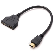 Fogcosy HDMI Splitter 1 in 2 Out Cable Adapter, 1080p Male to Dual Female 1 to 2 Way Distributor, HDMI Cable, HDMI Splitter for Dual Monitors, Projec