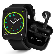 Tikkers Smart Series 13 - Black Silicone Strap Smart Watch & Earbuds Set TKS13-0032-SET