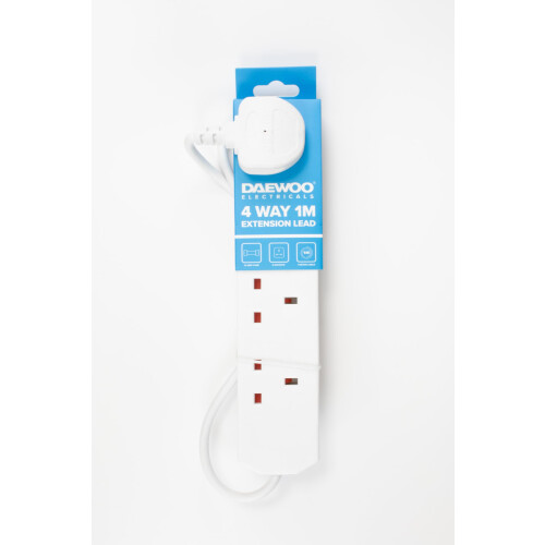 Daewoo Extension Lead, 4 Gang, 1 Metre, White 2